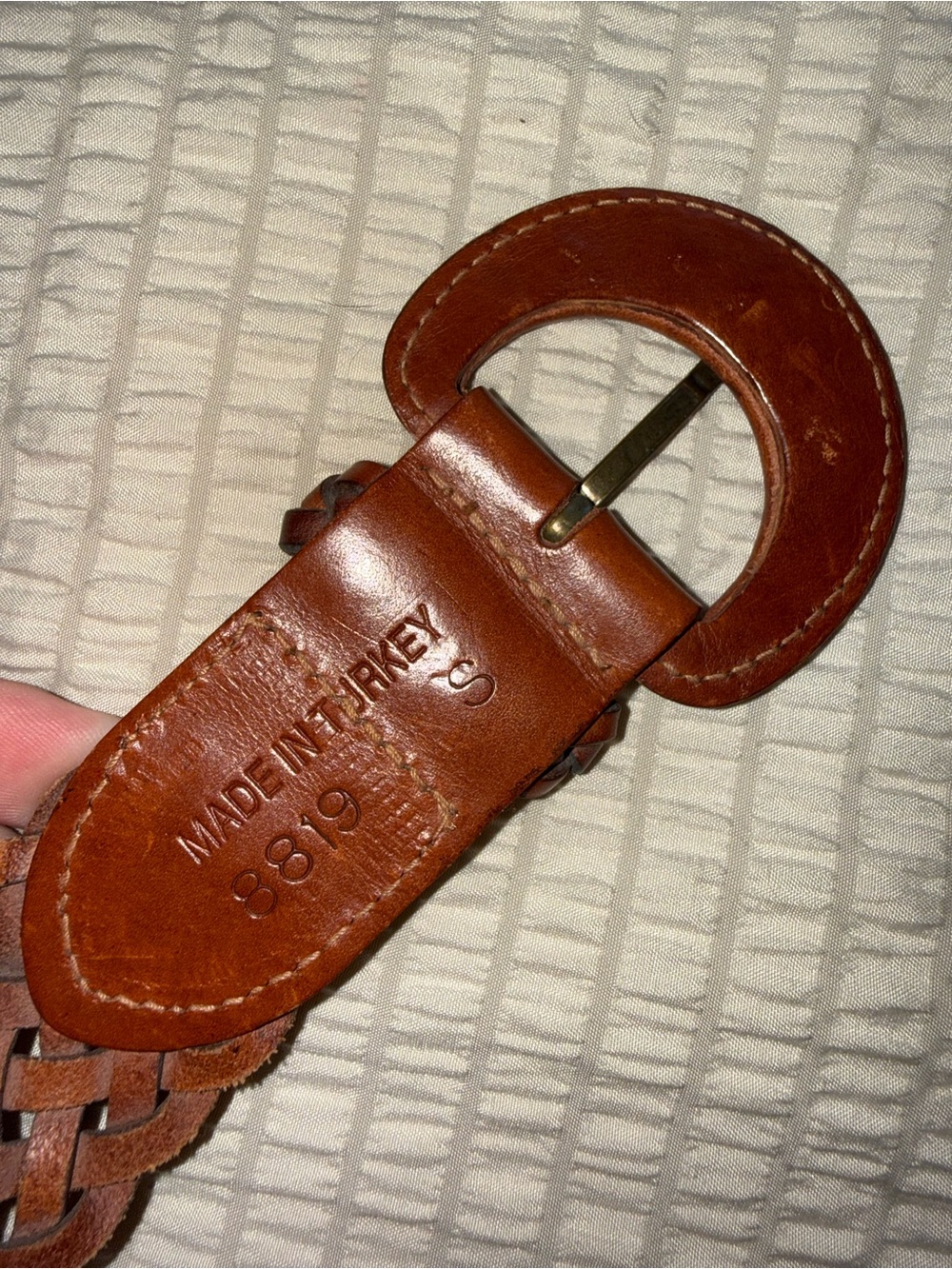Vintage Wide Braided Leather Belt in Brown small - Picture 2 of 4